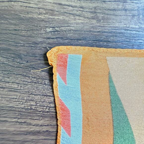 Vintage 100% Silk Scarf Abstract Print Orange Green Black Made in Japan - Picture 5 of 6